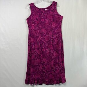 Vintage R K Originals Tank Dress Women Petite 10 Shift Floral Ruffle Hem Pink